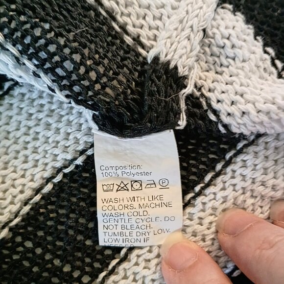 Distressed Striped Sweater Grunge Punk Knit Top Shredded Black White (Fits M) - Picture 9 of 13